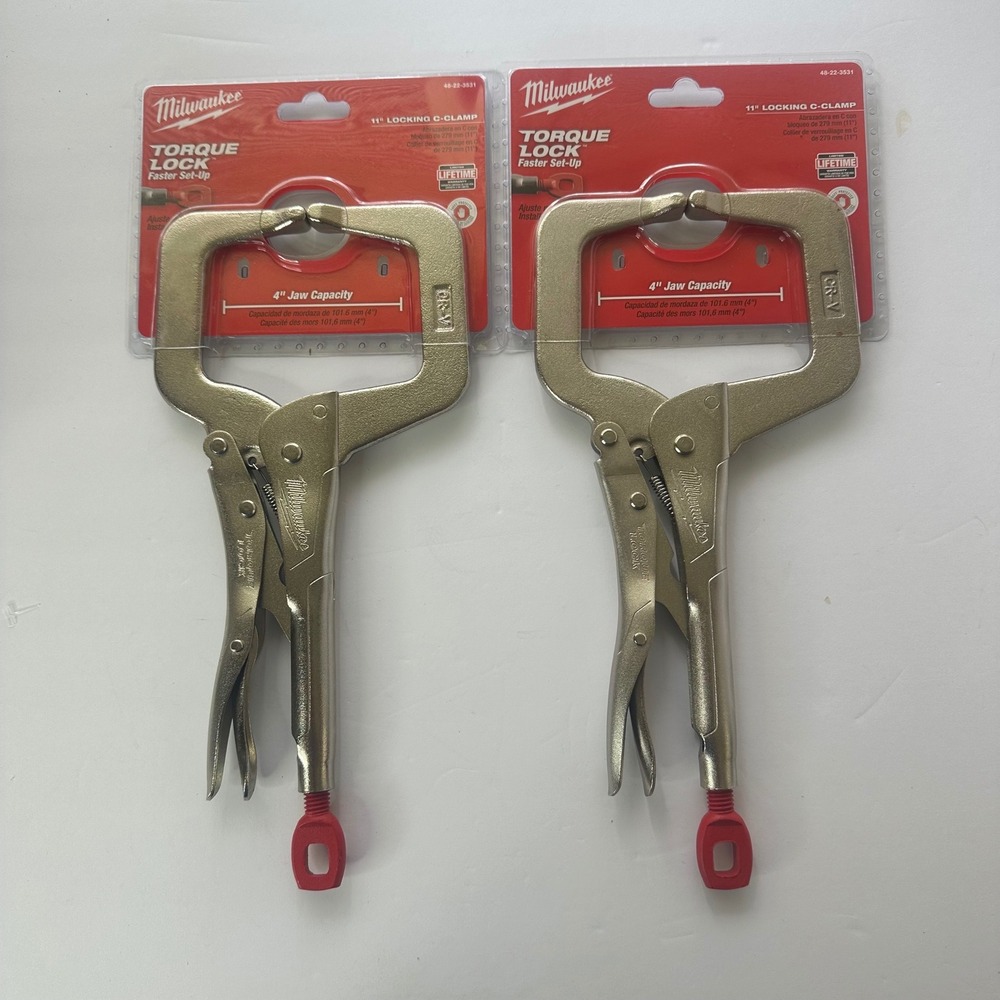 2 Pack Milwaukee 48-22-3531 Torque Lock 11in Locking C-Clamp 4in Jaw Capacity